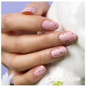 Color Street Pink Nails with Black Speckle Accents